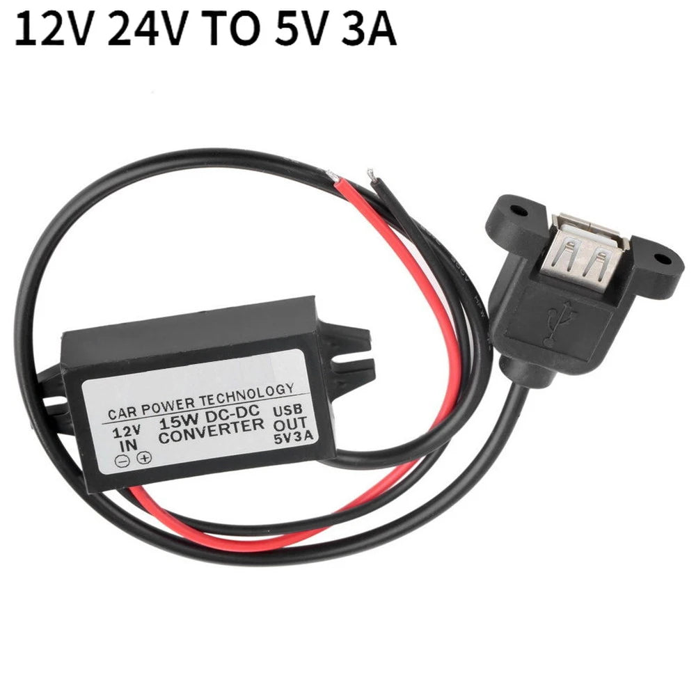 12V to 5V 3A DC-DC Step Down Module Power Converter Wire/Dual Ear USB Type C/Adapter USB-A Female/dual USB/ Connector Waterproof