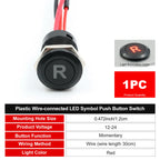 12mm Plastic Push Button Switch IP65 Waterproof 12V 24V Pre-Wired Symbol LED Dash Indicator Switch for Car Marine Boat RV Truck