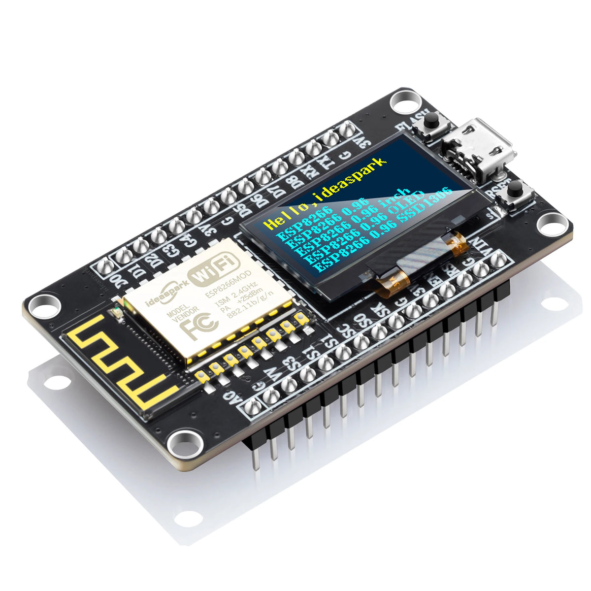 NodeMCU ESP8266 Development Board with 0.96‘’ OLED Display,CH-340,ESP-12E WiFi Module,Micro USB for ArduinoMicropython ESP8266
