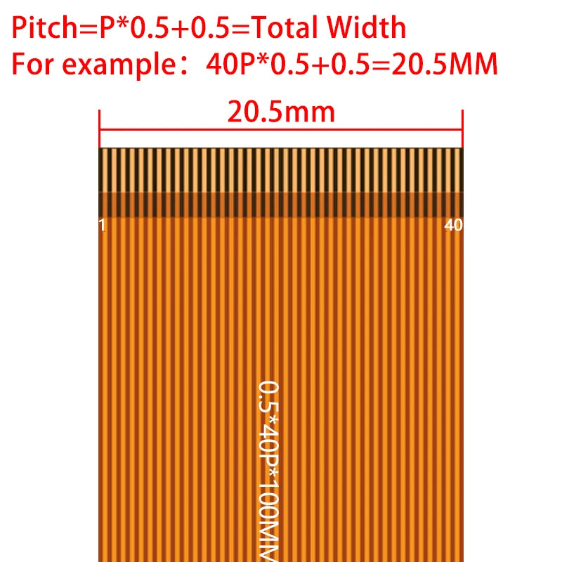 FPC cable 0.5MM pitch· gold finger contact FPC line 6P/8P/10P/12P/14P/16P/20P/24P/26P/28P/30P/32P/40P/50P/60P