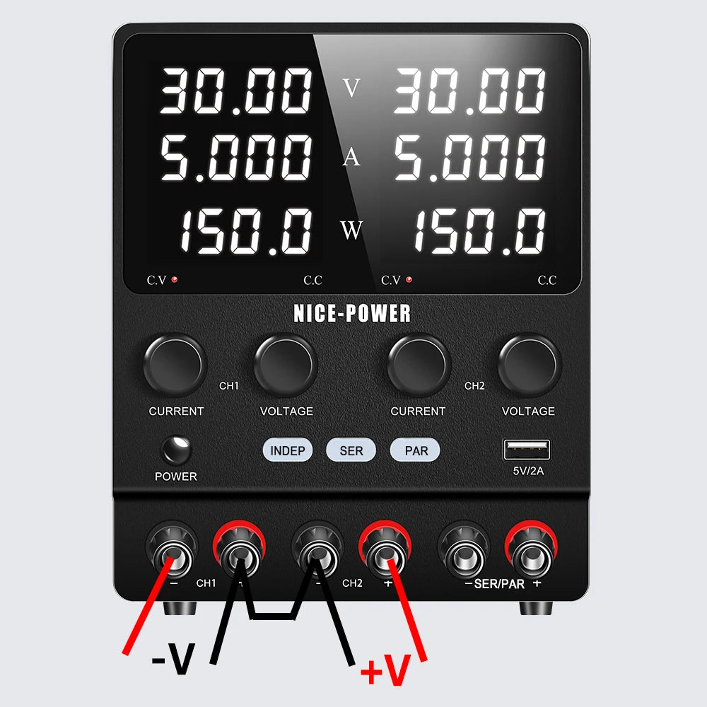 NICE-POWER 120V 3A Lab DC Power Supply 0-240V 0-6A Dual Channel Bench Power Source 12V 24V 10A 20A Power Supply Series Parallel