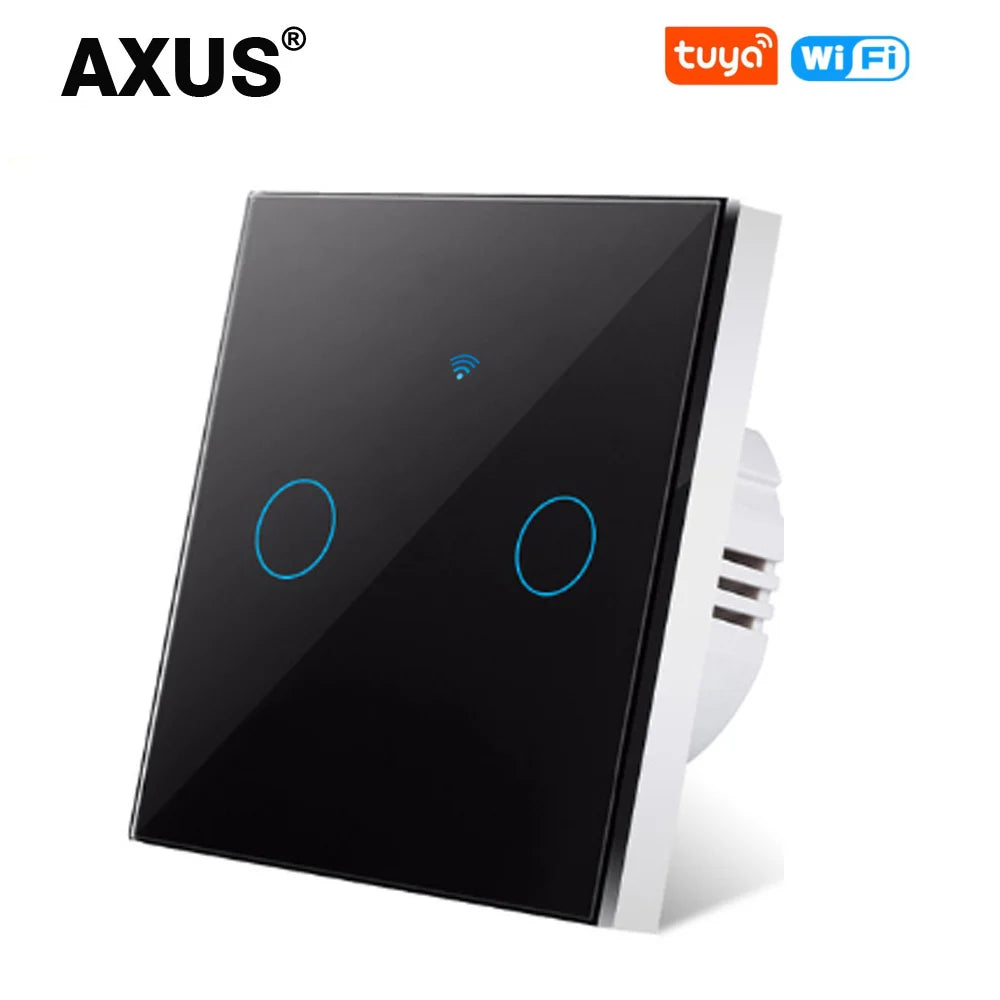 Works With Tuya WiFi Smart Switch Alexa No Neutral Wire Wireless RF433Mhz Remote Wall Touch Sensor Lightes Switch 1/2/3Gang