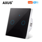 Works With Tuya WiFi Smart Switch Alexa No Neutral Wire Wireless RF433Mhz Remote Wall Touch Sensor Lightes Switch 1/2/3Gang