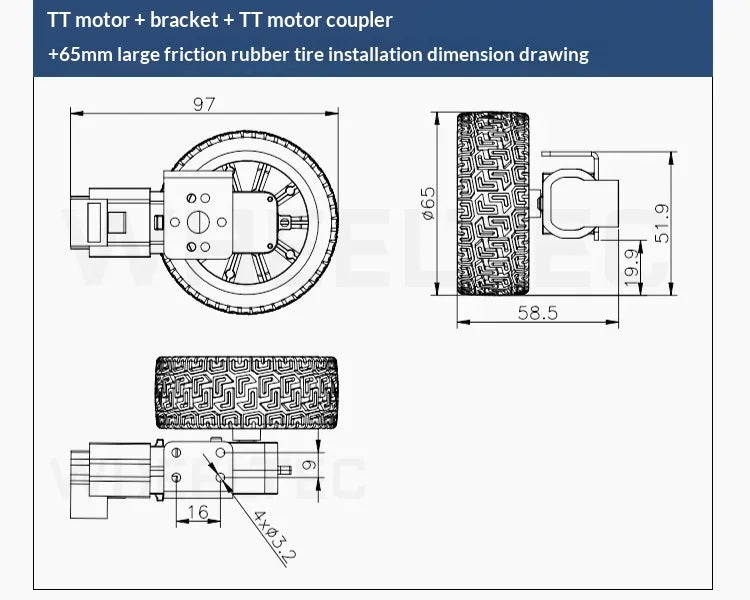 High Quality TT Motor DC Gear Motor Metal Output Shaft High Precision Encoder with Protective Shell
