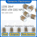 10 pcs 1206 39nF 393J 50V 100V 250V 5% C0G NPO 3216 SMD ceramic capacitors