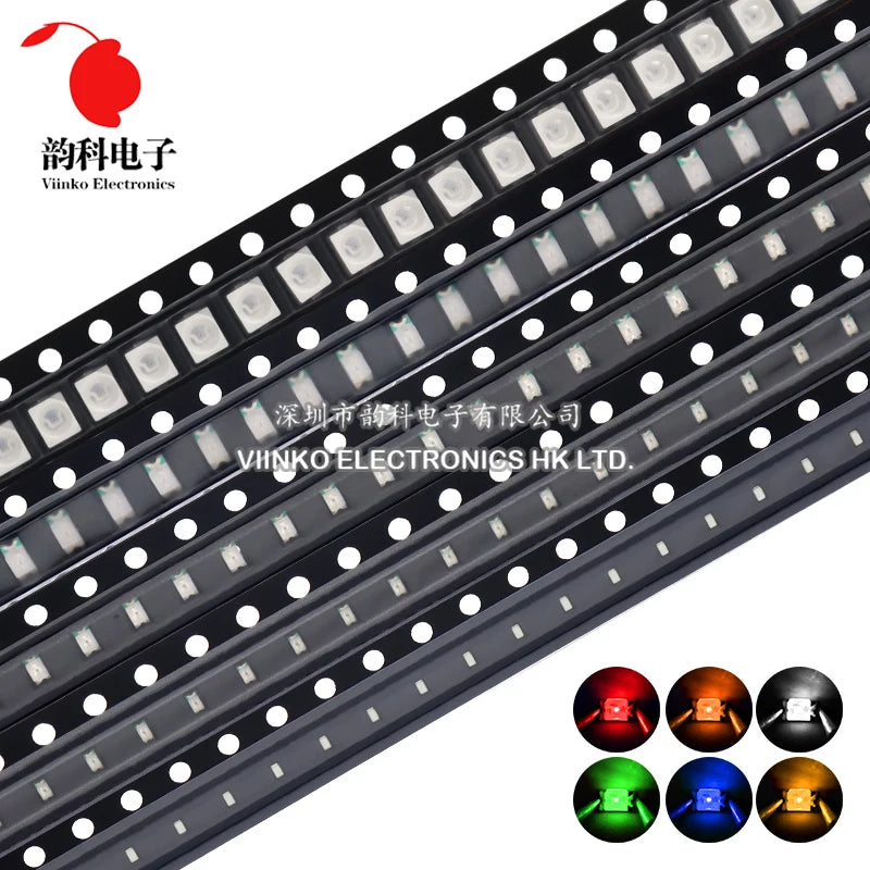SAMIROB 100pcs/Lot 0805 SMD LED White Ice Blue Red Blue Yellow Green Orange Warm White Pink Purple RGB 2012 Light Emitting Diode