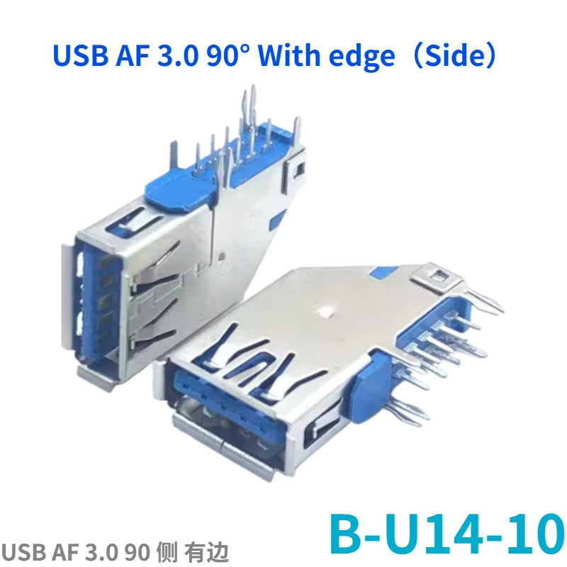 5PCS  USB Connector 3.0 A-type Female Socket AF Type 90 Degree Side Plug 180 Degree USB 3.0 B-port Printer Data
