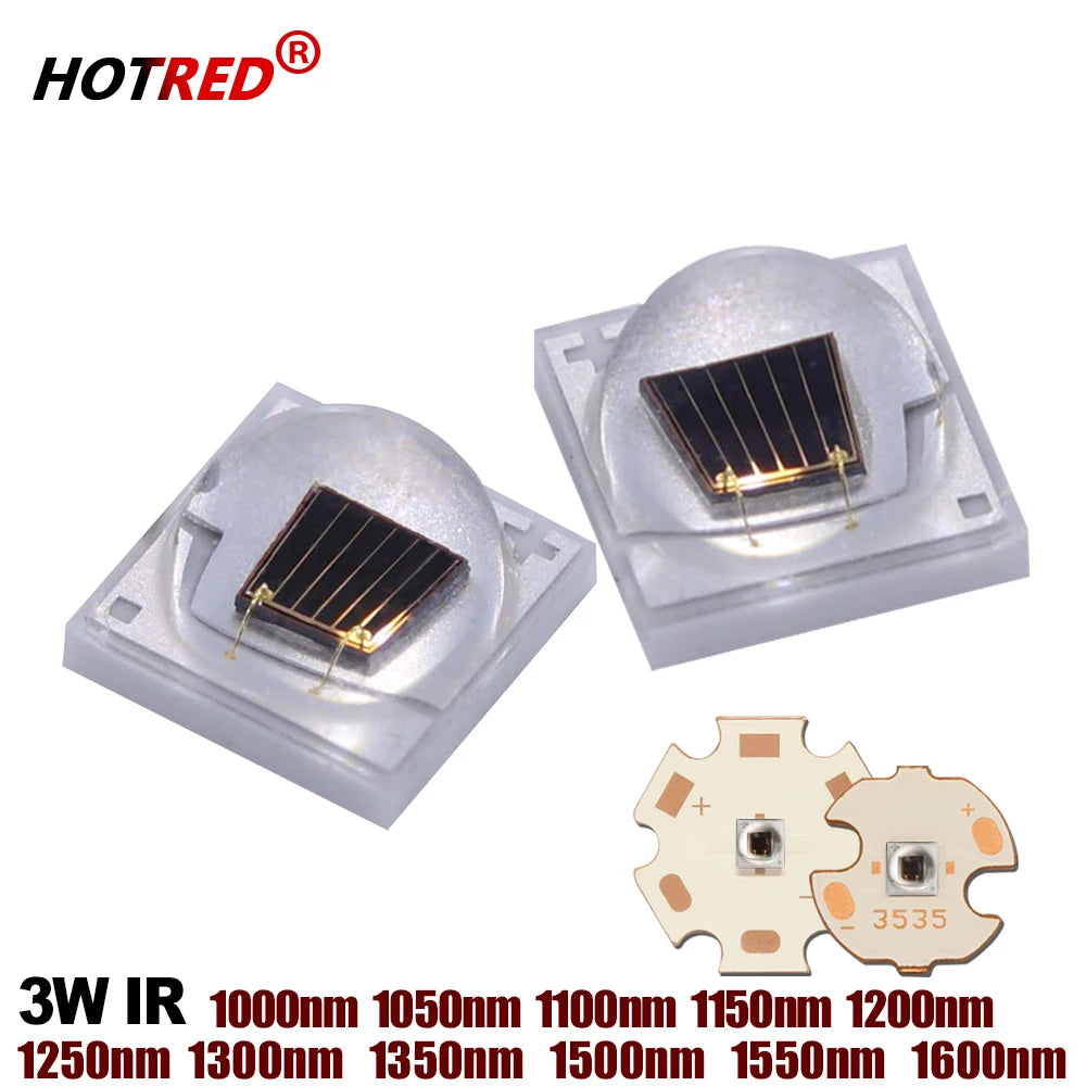 1W 3W High Power 3535 LED Chip IR 1000nm 1050nm1200nm1300nm 1500nm 1600nm Infrared FarRed Diode Lamp for DIY Night Vision Camera