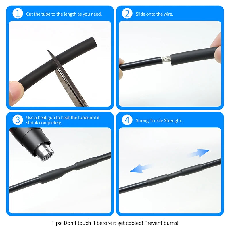 1~10m Dual Wall Heat Shrink Tube Diameter1.6 - 52mm Adhesive Lined Polyolefin ﻿Wrap 3:1/4:1 Ratio With Glue Cable Protect Sleeve