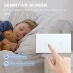 BSEED 1/2/3Gang Touch Switch Double Light Switch Triple Sensor Switch 1Way EU Standard Glass Panel Blue Back Light White Series