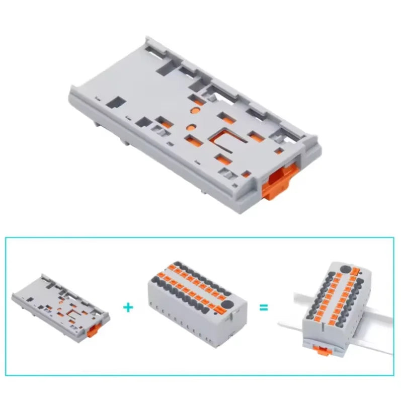 Distribution Terminal Block 1 In 12 Out DIN Rail Push In Electrical Connection Strip 41A 690V Copper Busbar Power Distributor