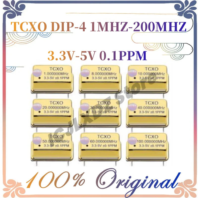 Gold Plated TCXO DIP-4 1M 8M 10/16/20/24/25/30/32/40/48/60/100MHZ Golden Rectangular Temperature Compensated Crystal Oscillator.