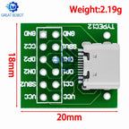 1~10PCS 5‌v 3a USB-C to DIP Breakout Board - Type-C Female Solderable Adapter with 24-pin Header for PCB Prototyping
