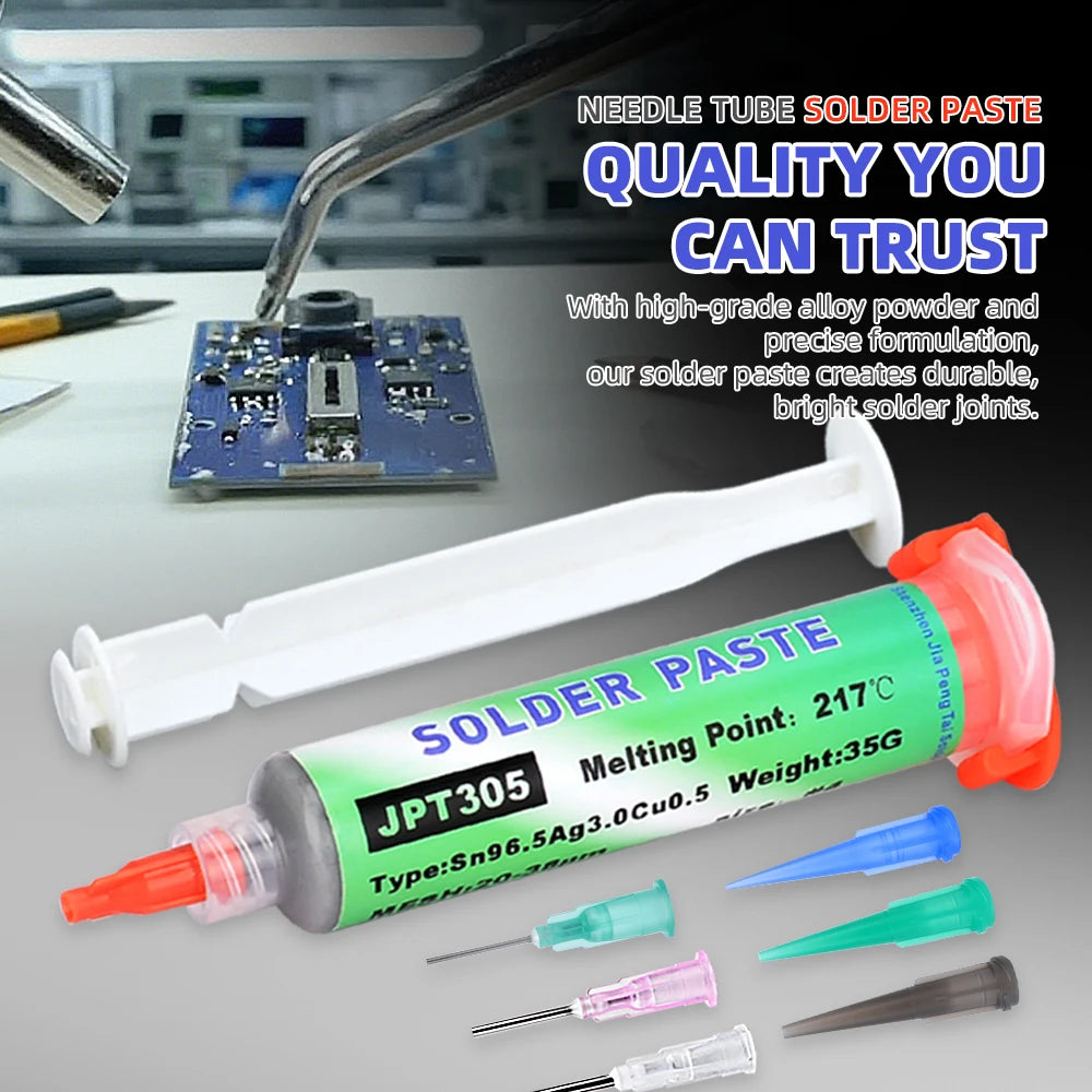 217℃ Lead Free High-Temperature Solder Paste Sn96.5Ag3.0Cu0.5 Melting Point: Enhanced Conductivity of Needle Tube