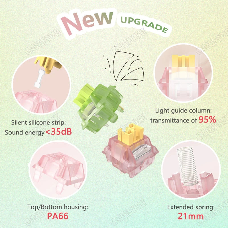 Outemu Silent Peach V3 Switch Lubed Silent Lemon V3 Switches Mechanical Keyboard Linear Tactile 5Pin Hot Swap PA66 Pre Lubed POM