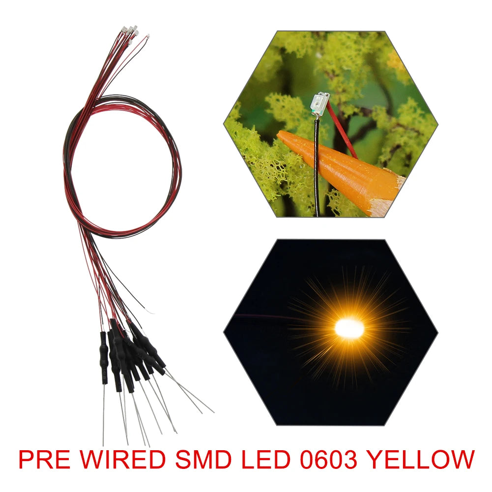 20pcs Pre-wired 20cm Long 30awg Wire SMD LED 0402 0603 0805 Lights Soldered Resistor for 12V White Red Blue Yellow Green