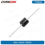 100% Original Genuine 20 Pcs 6A4 6A10 10A10 R-6 6A 10A 400V 1000V Electronic High Power Axial Silicon Rectifier Diode