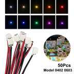 50Pcs/bag 0402 0603 DIY SMD Lamp Wired Micro Litz Led Pre-soldered Chip Wired 3V Railway Model Toy Light DIY Leads Wires 30cm