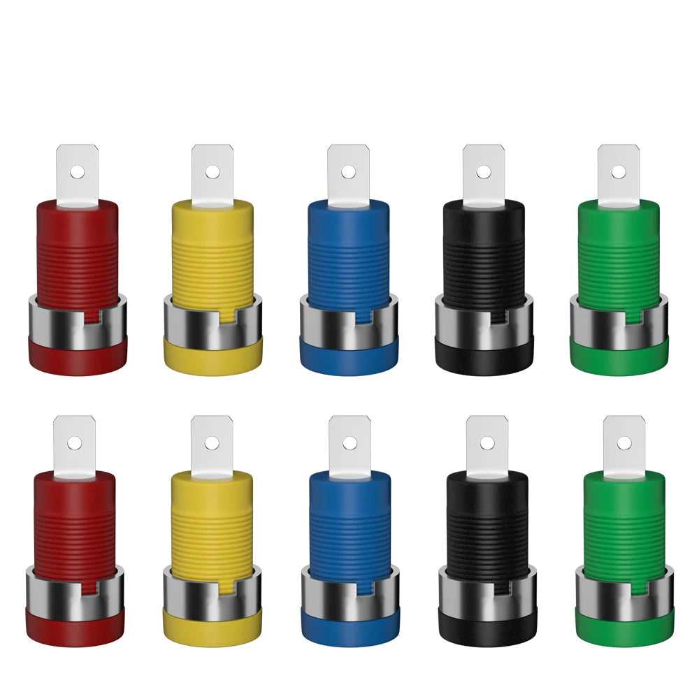 QSS 10pcs 4mm Safety Banana Socket Panel Socket Banana Plug Jack Electrical Connector Tool
