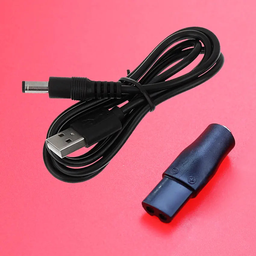 2/7Pcs 5V DC 5.5*2.1mm USB Power Cord Cable Double Hole Charging Adapter Plug For All Kinds Hair Clippers Beard Trimmers Shavers