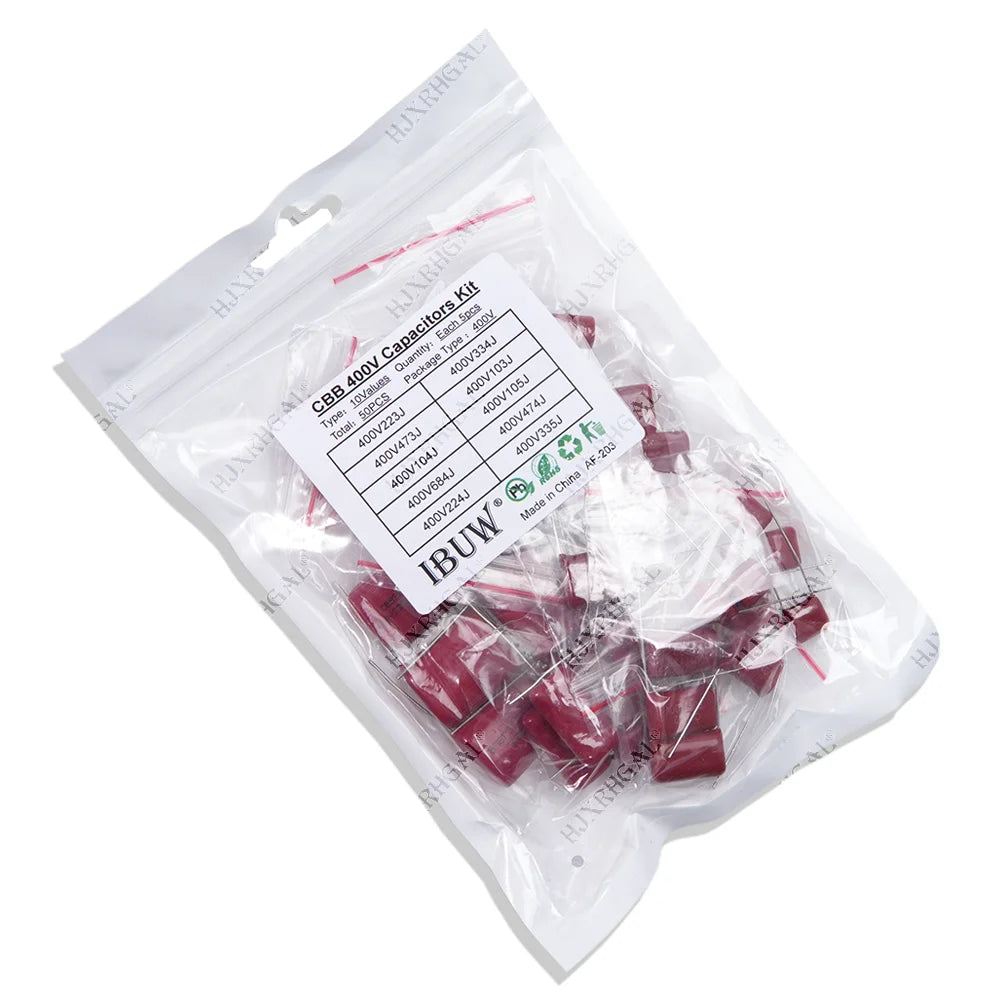 KIT 50PC=10value*5PCS Metallized Polyester Film Capacitors CBB Assortment Kit 400V 10nF ~ 3.3UF