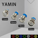 5pcs 12/16/19/22mm Metal Push Button Switch Power Waterproof IP65 Flat Circular Round LED Light Self-lock Reset 6V 12V 24V 220V