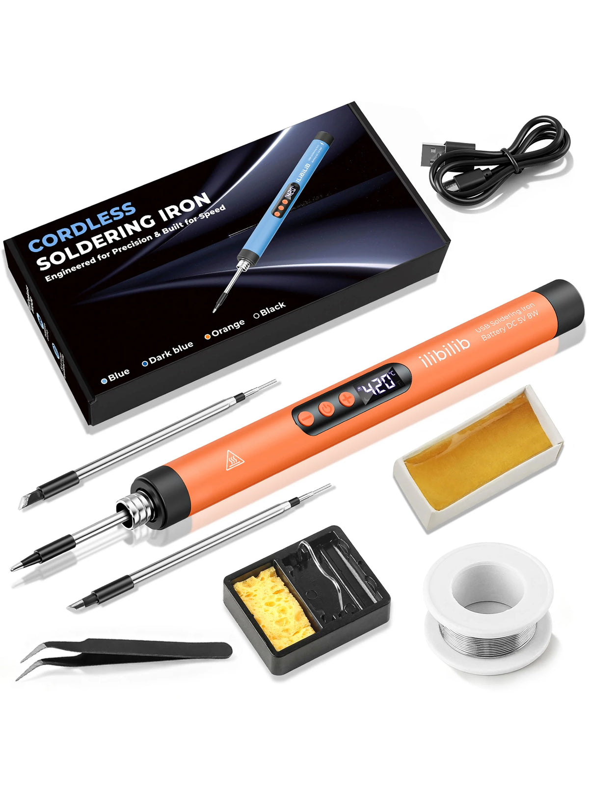 ILIBILIB HX7 USB Soldering Iron Kit 8W 5V LCD 260-420°C Fast Heating Built-in Battery 30Min Wireless Sleep Mode DIY