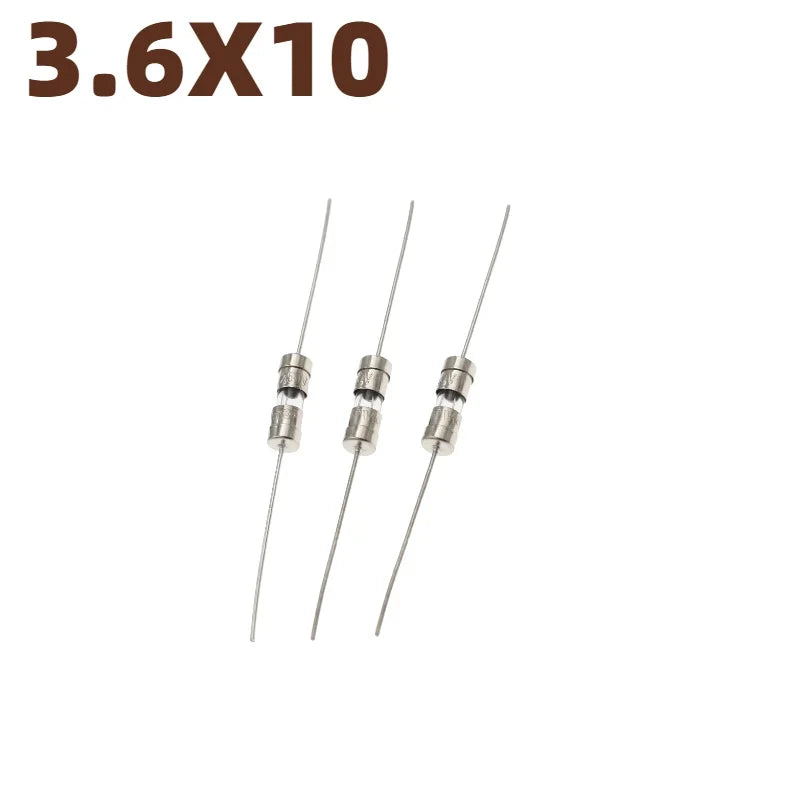 3.6X10MM Straight Pin Fast Blow Glass Fuse 3.6*10mm Slow Break The Fuse Tube 250V 0.5A 1A 2A 3A 3.15A 4A 5A 6A 8A 10A 12A 15A