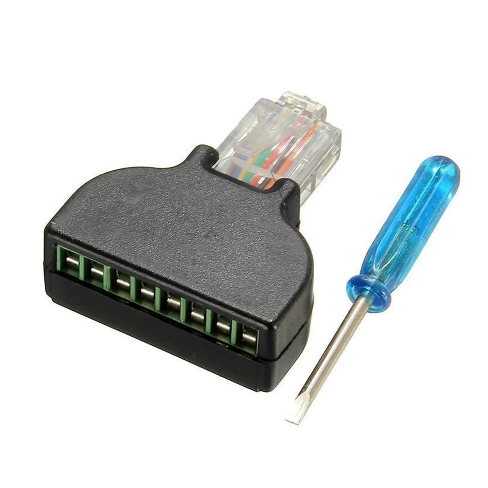 RJ45 to 8 Pin Terminal Adapter Connector 8P8C Network Crystal Head Screw Terminal Block Copper Alloy Contact  Screw Termination