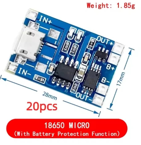 10pcs 5V 1A 18650 Lithium Battery Charging Board PLR TP4056 Lithium Charging Mini/Micro USB Type C Charge Module With Protect