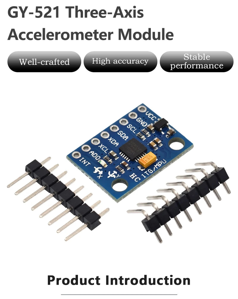 GY‑521 MPU‑6050 Three‑Axis Accelerometer Gyroscope Sensor Module 6DOF 3‑Axis Acceleration Gyro Sensor for Arduino