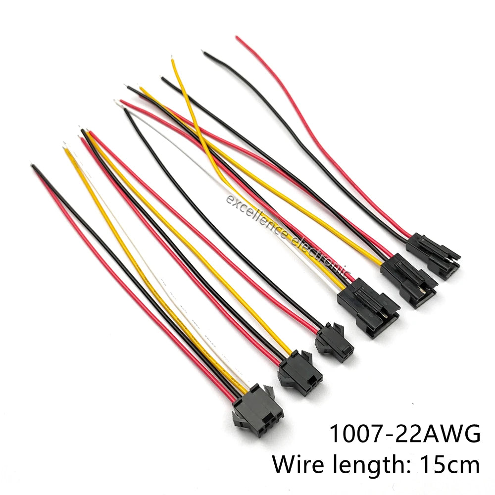 SM 2.5mm Connectors Male Female Plugs Sockets with 22AWG Pre-Crimped Cable Wire Compatible with JST SM 2 3 4 5 6 Pin Housing Kit