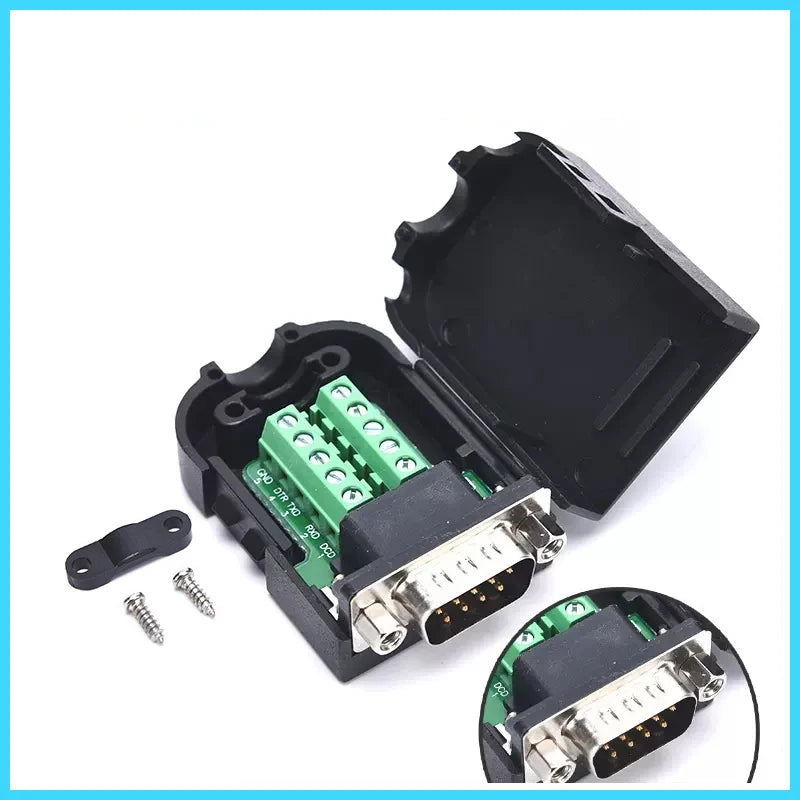 DB9 RS232 Connector D-SUB 9 Pin Male Female Plug RS485 Breakout Terminals 21-24 AWG Wire Solderless Connectors