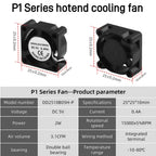 Bamboo Lab X1 P1 Hotend Cooling Fan with Cable for 3D Printer Rapid Accessories Heater Thermistor Compatible with X1C P1S P1P Mo