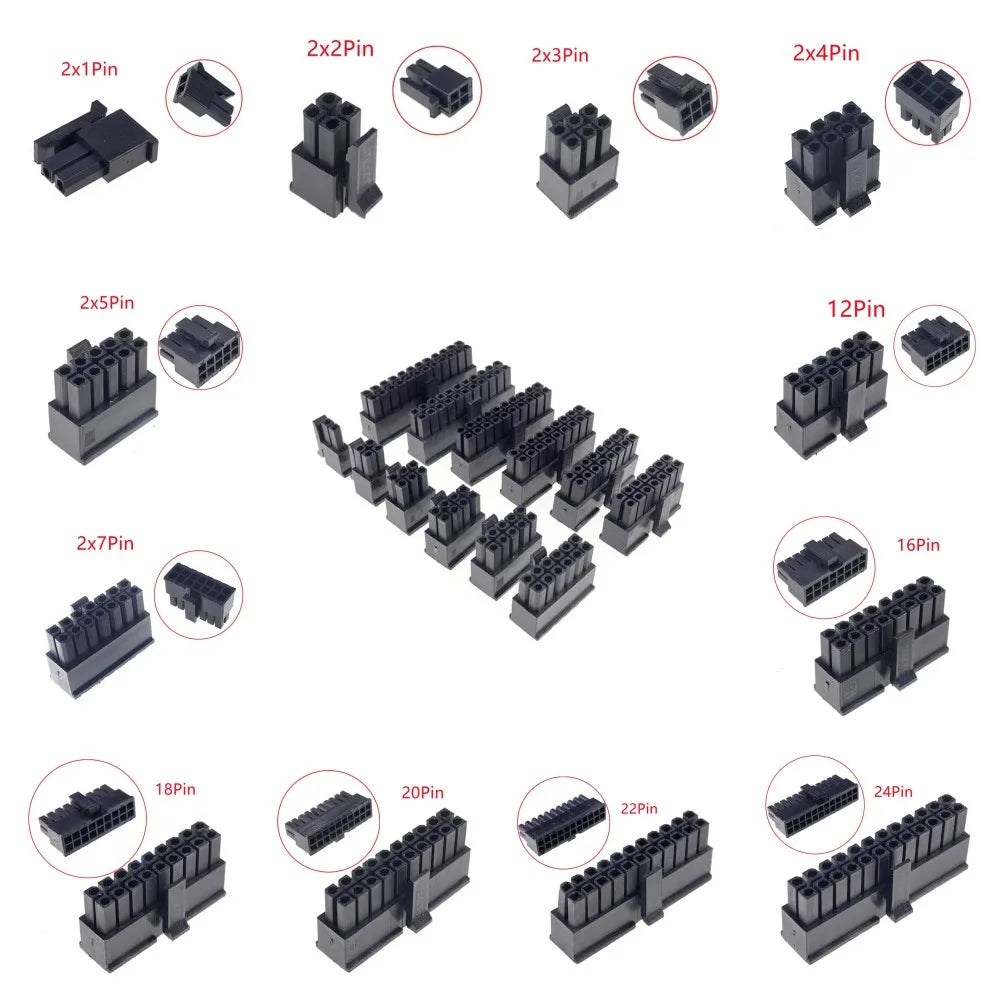 50pcs Micro-Fit 3.0 Connector Plug Receptacle Housing 2 Pin 4 6 8 10 12 14 16 18 20 22 24 CircuitsShell Power Cross 43025
