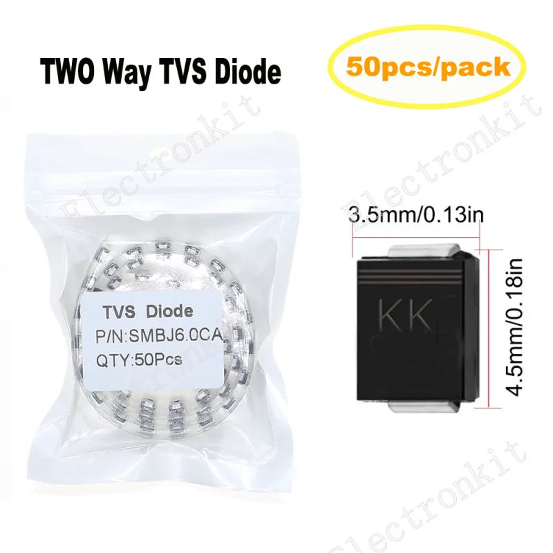 50pcs SMD TWO Way TVS Diode SMBJ5.0CA - SMBJ188CA