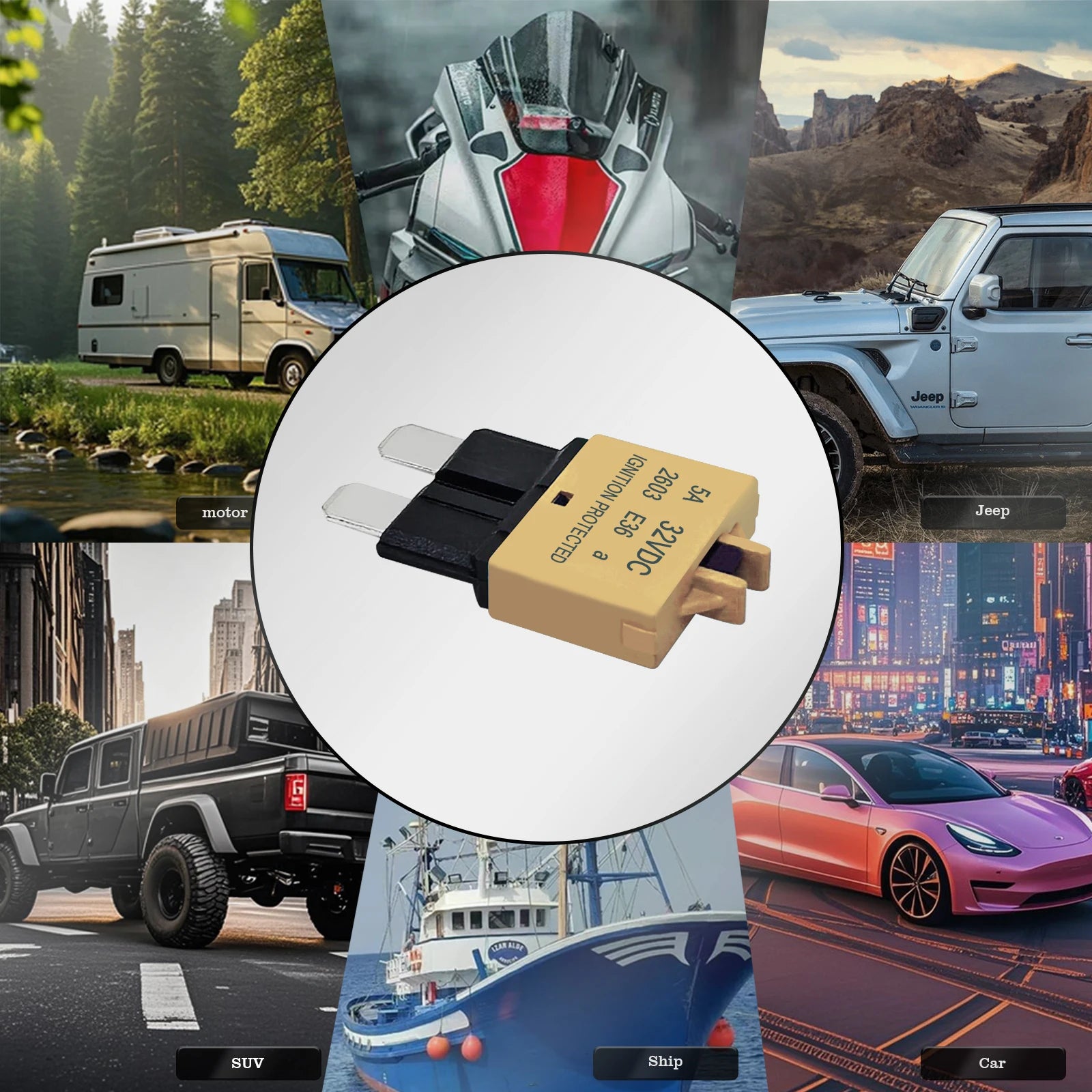 Car Blade Resettable Fuses 5A 7.5A 10A 15A 20A 25A 30A Automotive Fuses 12V 24V 32V Circuit Breaker for ATO ATC Fuse Replace