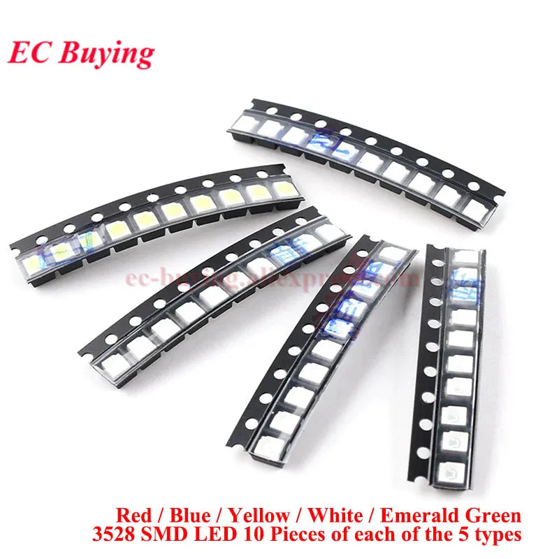 390Pcs/50pcs 0402 0603 0805 1206 3528 2835 5050 5730 SMD LED Kit Diodes Light Emitting Chip Surface Mount Diodo Red/Green/Blue