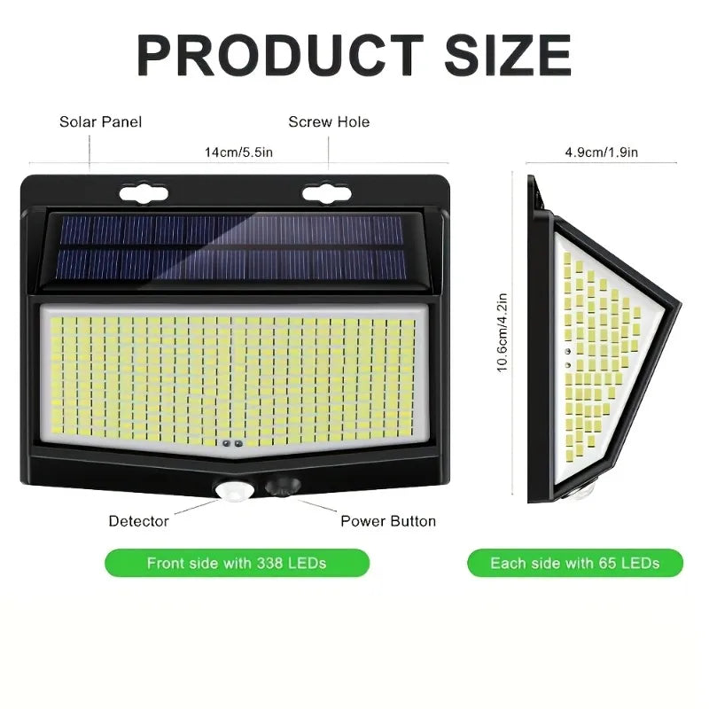 468 LED Outdoor Solar Lights with Motion Sensor 3 Lighting Modes Waterproof Solar Wall Lights for Courtyard Garage Fence Patio