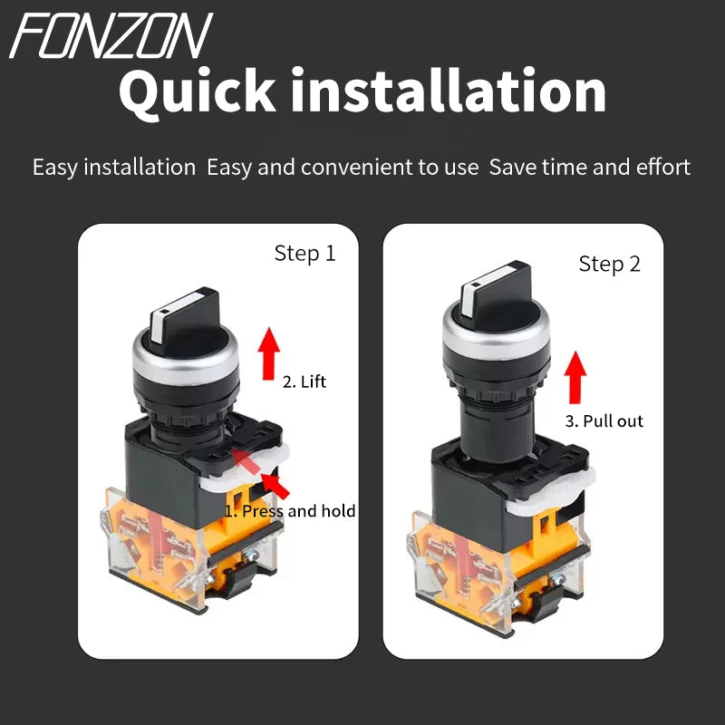 22mm LA38-11X2 20X3 Selector Switch 1NO1NC/2NO/2NC 2/3 gear Rotary Switches Knob Switch Self-lock/Self-reset Momentary Latching