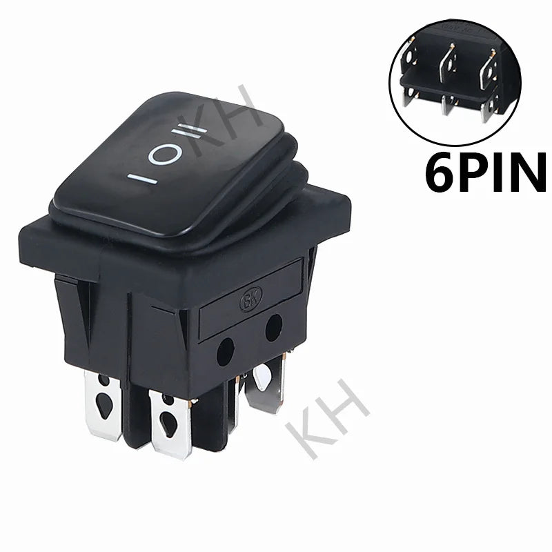 ON OFF KCD4 waterproof and oil proof switch four feet 2 file red green with lights six foot rocker power switch LED 12V 220V