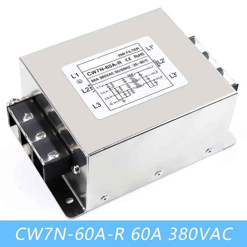 EMI filter power purifier CW7N-20/30/40/50/60/70/75A-R 380VAC 3-phase AC power supply filter Anti-interference