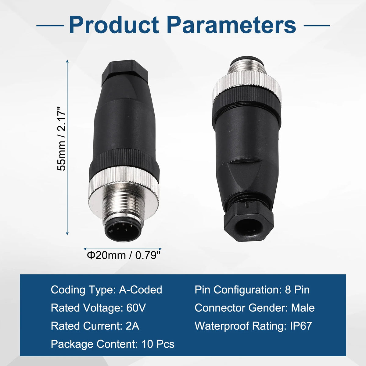 10Pcs 4/5/8 Pin M12 Male/Female Aviation Wire Connector A Code Waterproof IP67 Circular Connector Aviation Plug for Automation