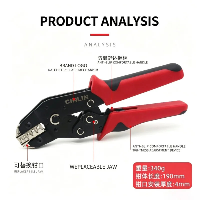 SN-68B/SN-58B DuPont Terminal Automotive Wiring Harness Crimping Pliers PH2.0/XH2.54/6.3 with Spring Ratchet Type
