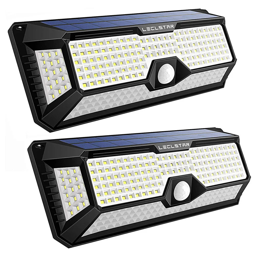 LECLSTAR Solar Outdoor Lights - 268 LED Security Lights with 4 Wide Angle, Waterproof 3 Modes Motion Sensor Lights for Outdoor