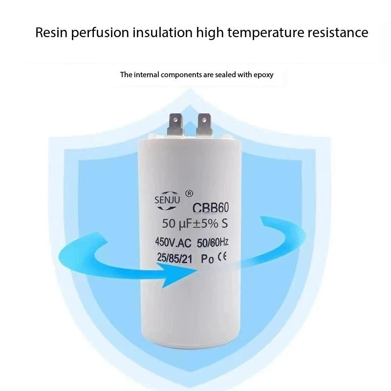 1PCS CBB60 Washing Machine Dryer Motor Starting Capacitor 4UF/8UF/20UF/35UF/60UF/100UF 450V