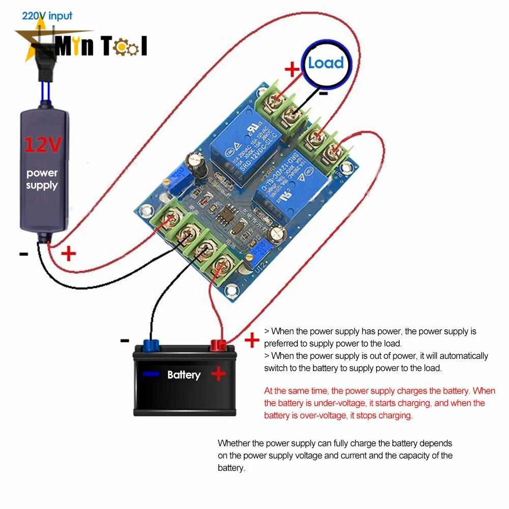 Automatic Switch Relay Module Battery Power Failure Charging Control Board Emergency Circuit Breaker Module Power Supply