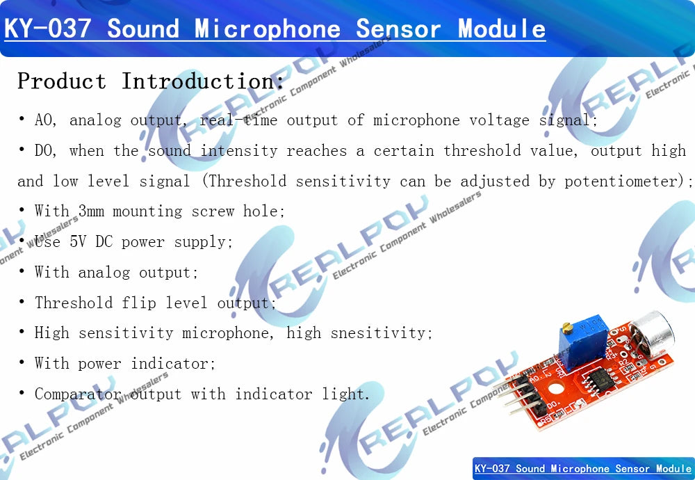 Sound sensor module sound control sensor MAX4466 MAX9814 switch detection whistle switch microphone amplifier For Arduino KY-037