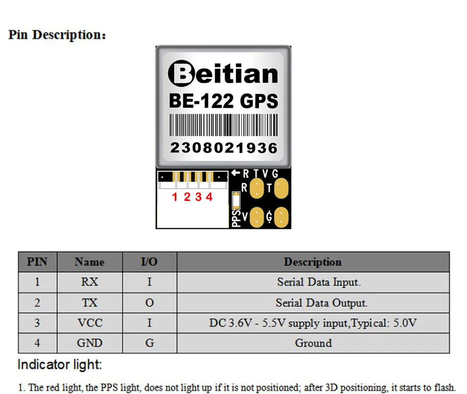 Beitian GPS Module BE-120 BE-122 M10 GNSS GPS Antenna Receiver with Flash for Flight Controller FPV UAV PX4 PIX32 RC Drone