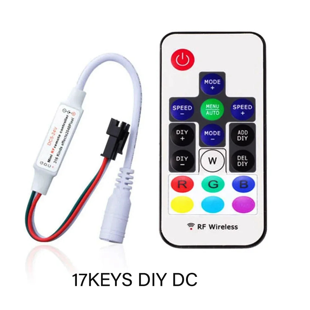 WS2811 WS2812B WS2813 WS2815 LED Pixels Strip Light Controller 3/4PIN USB/DC RF 14/17/21Keys LED Tape Remote Controller DC5-24V